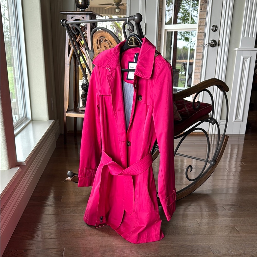 Tommy Hilfiger Pink Trench Coat Raincoat with Belt
